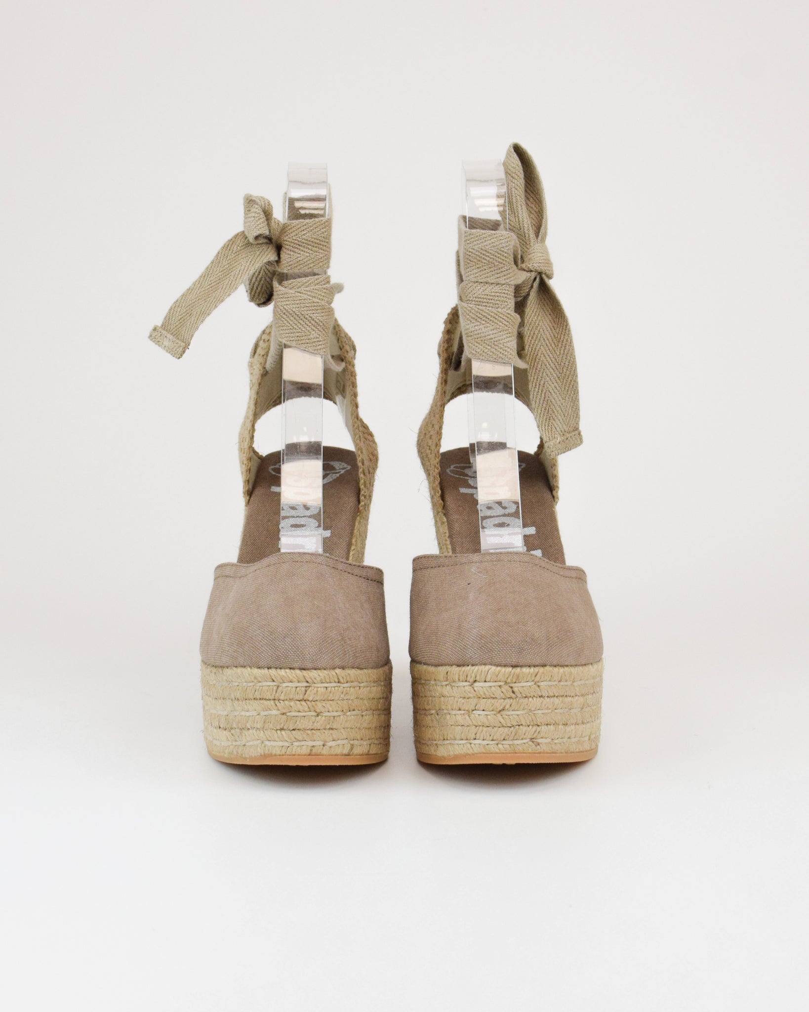Espadrilles in tessuto con lacci alla caviglia