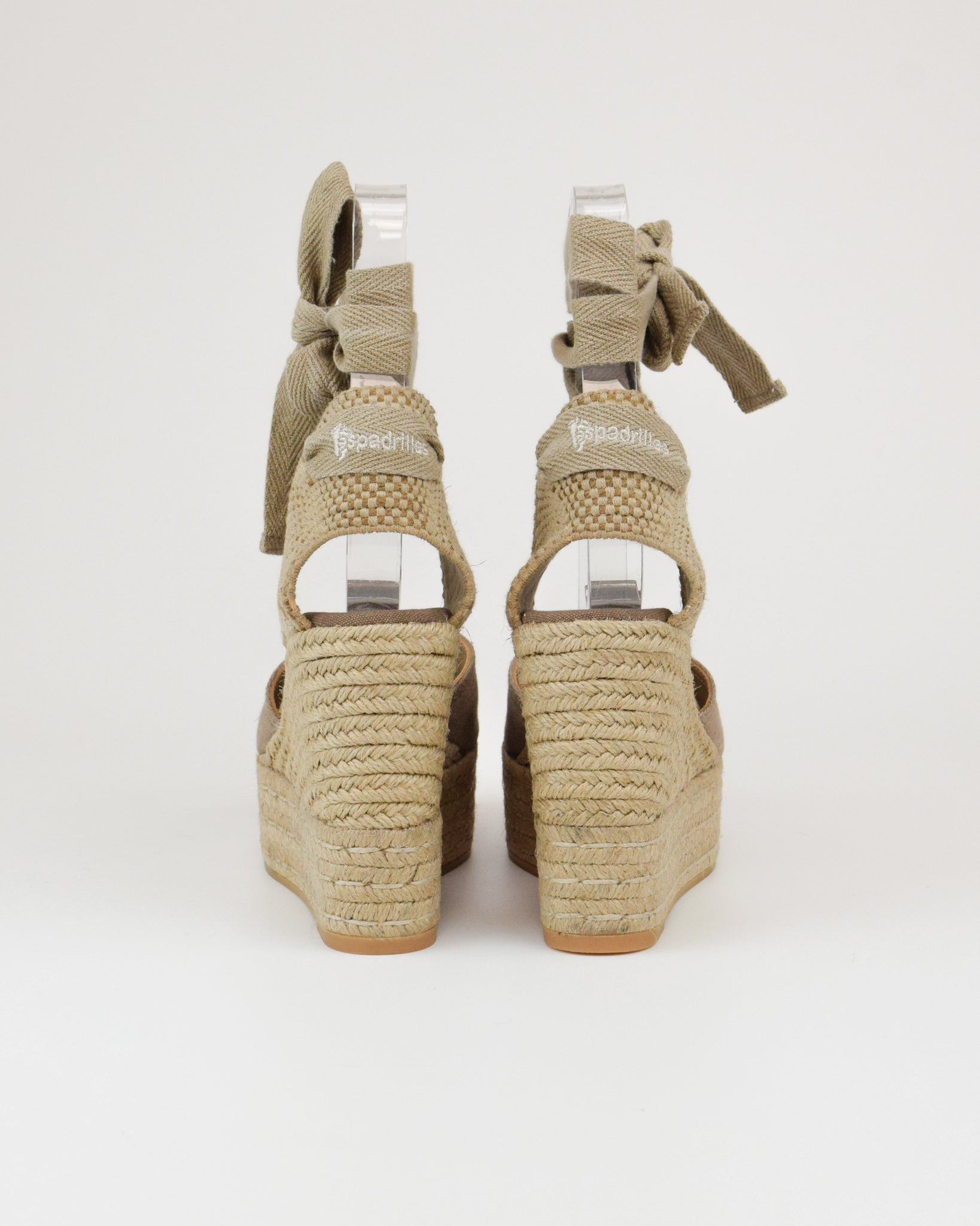 Espadrilles in tessuto con lacci alla caviglia