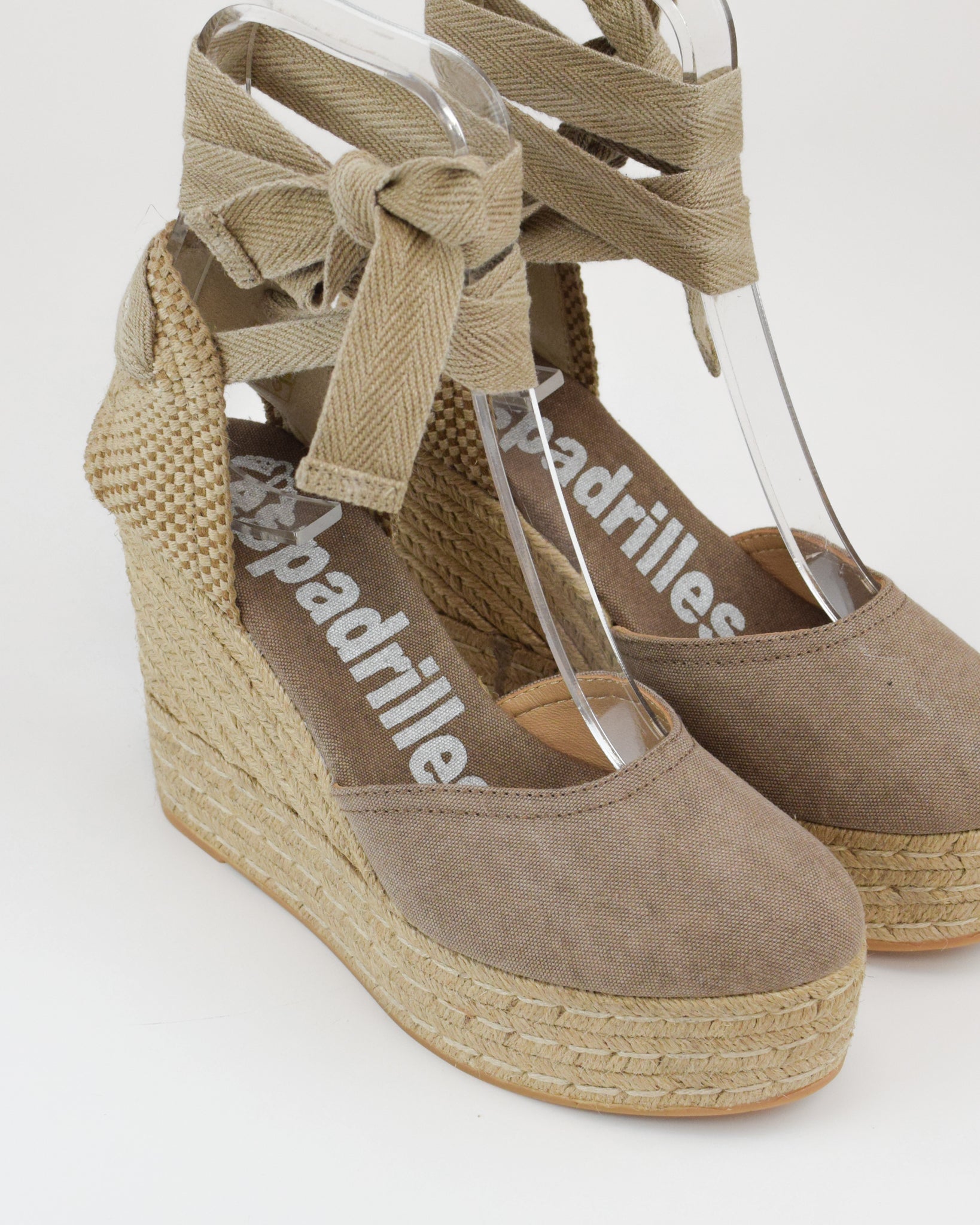 Espadrilles in tessuto con lacci alla caviglia