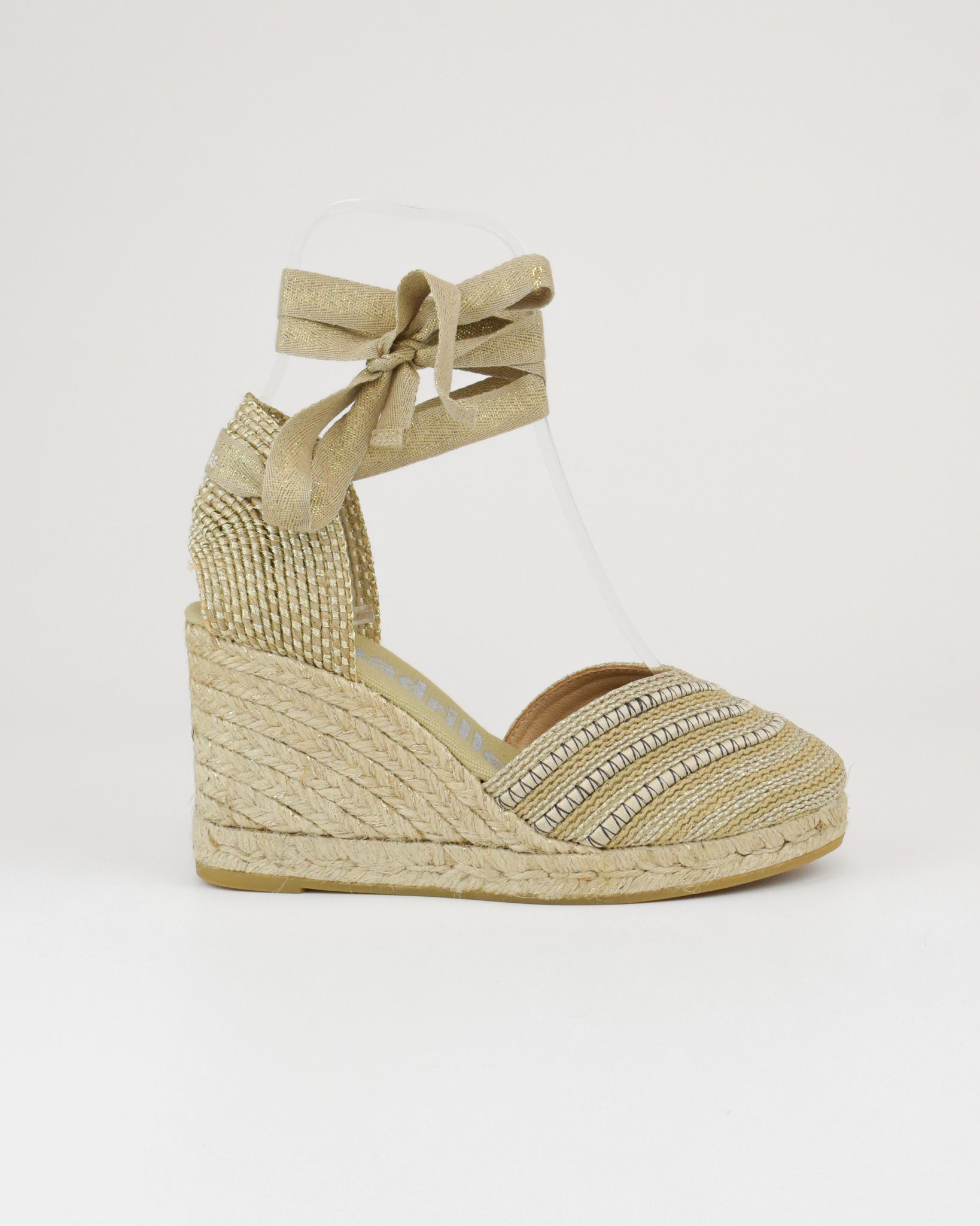 Espadrilles in rafia con lacci alla caviglia