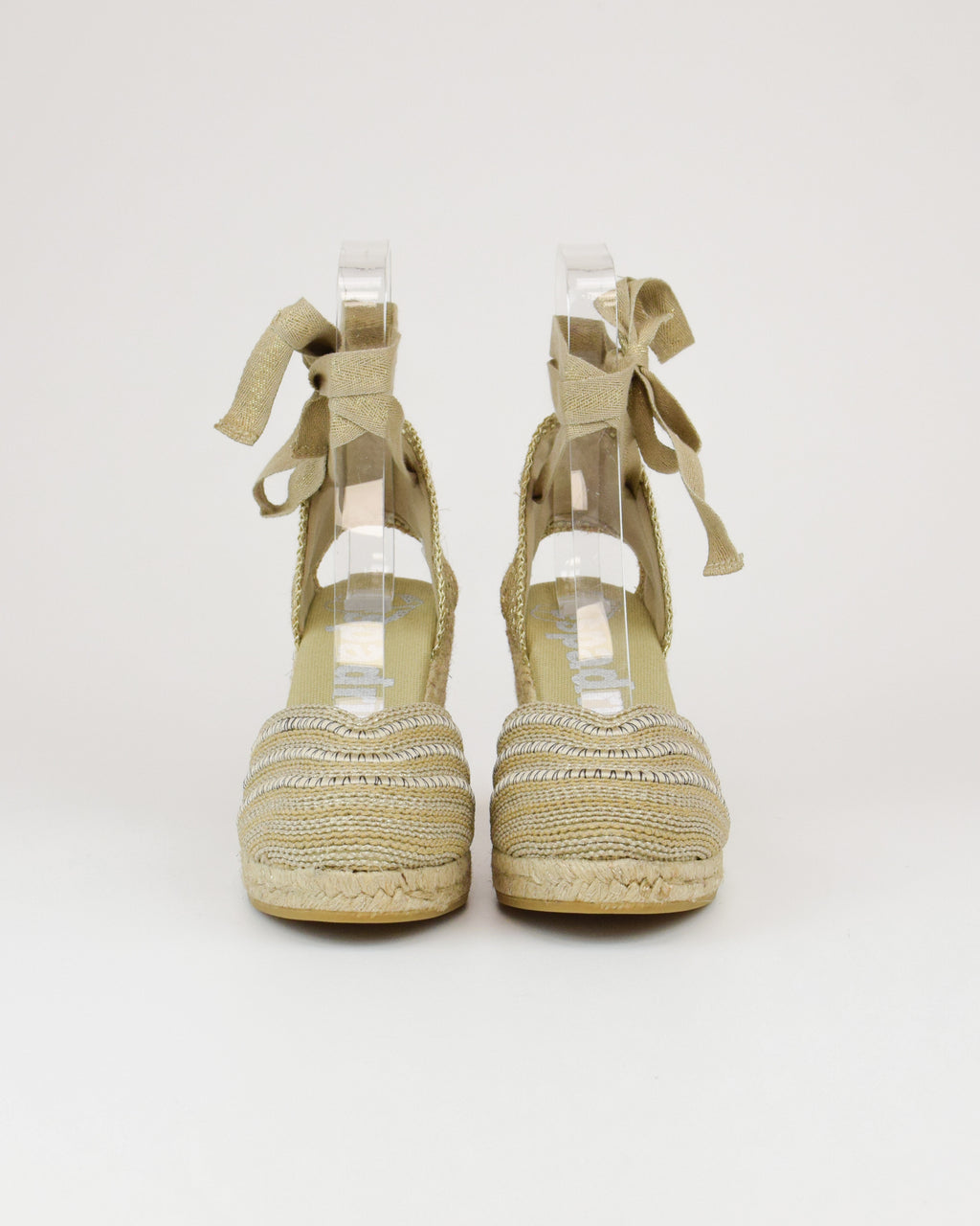 Espadrilles in rafia con lacci alla caviglia