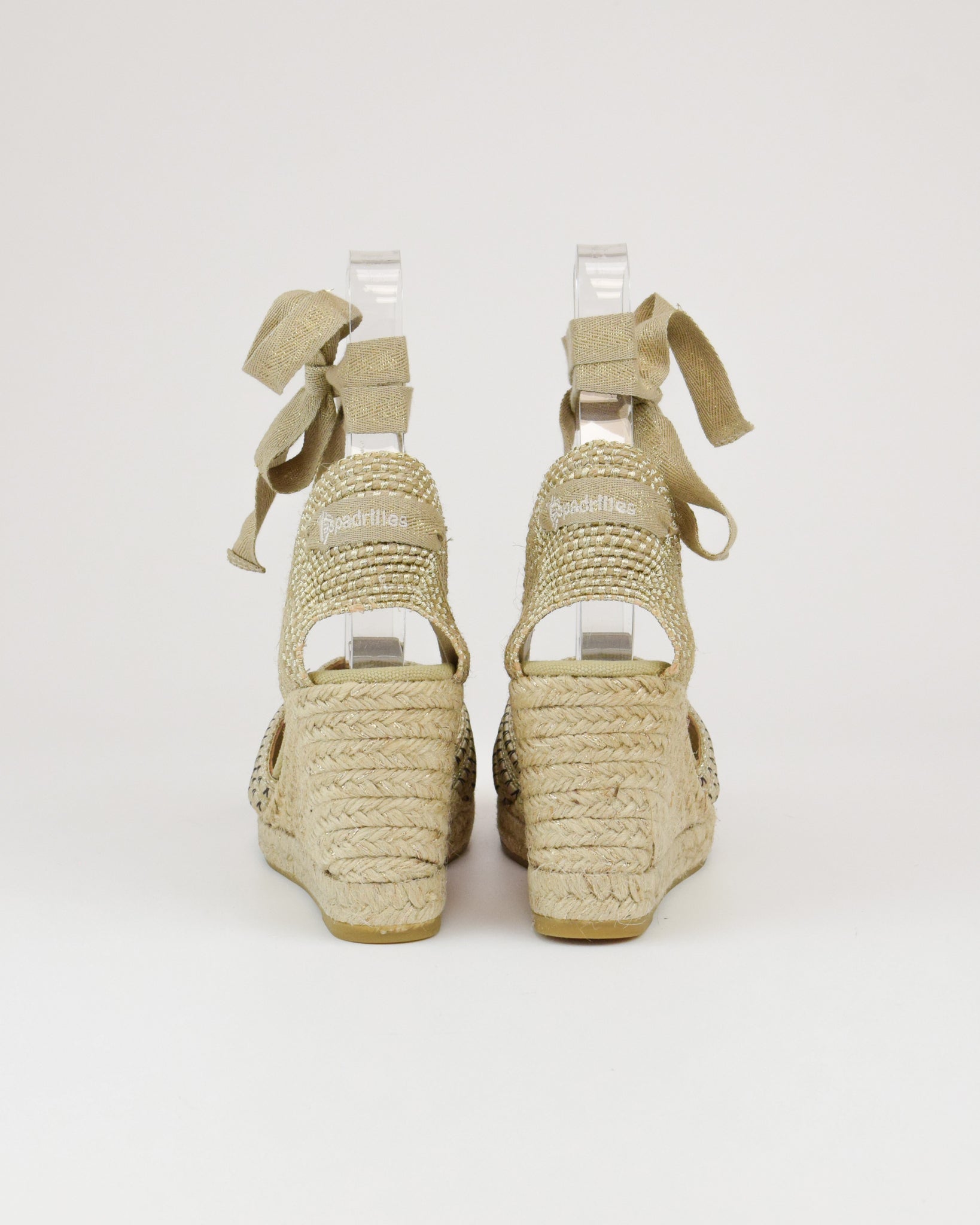 Espadrilles in rafia con lacci alla caviglia