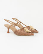Slingback in rafia con accessorio
