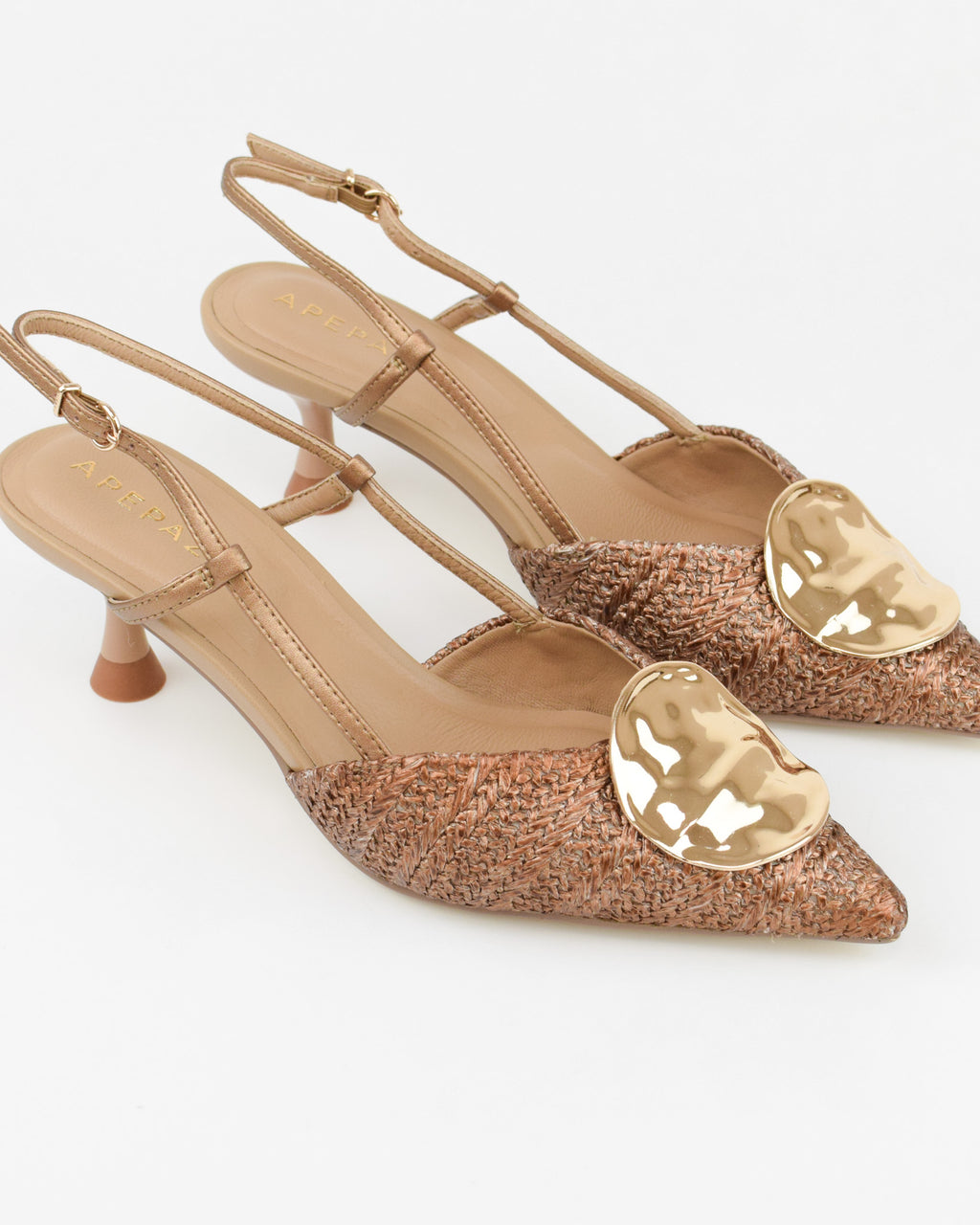 Slingback in rafia con accessorio