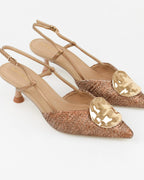 Slingback in rafia con accessorio
