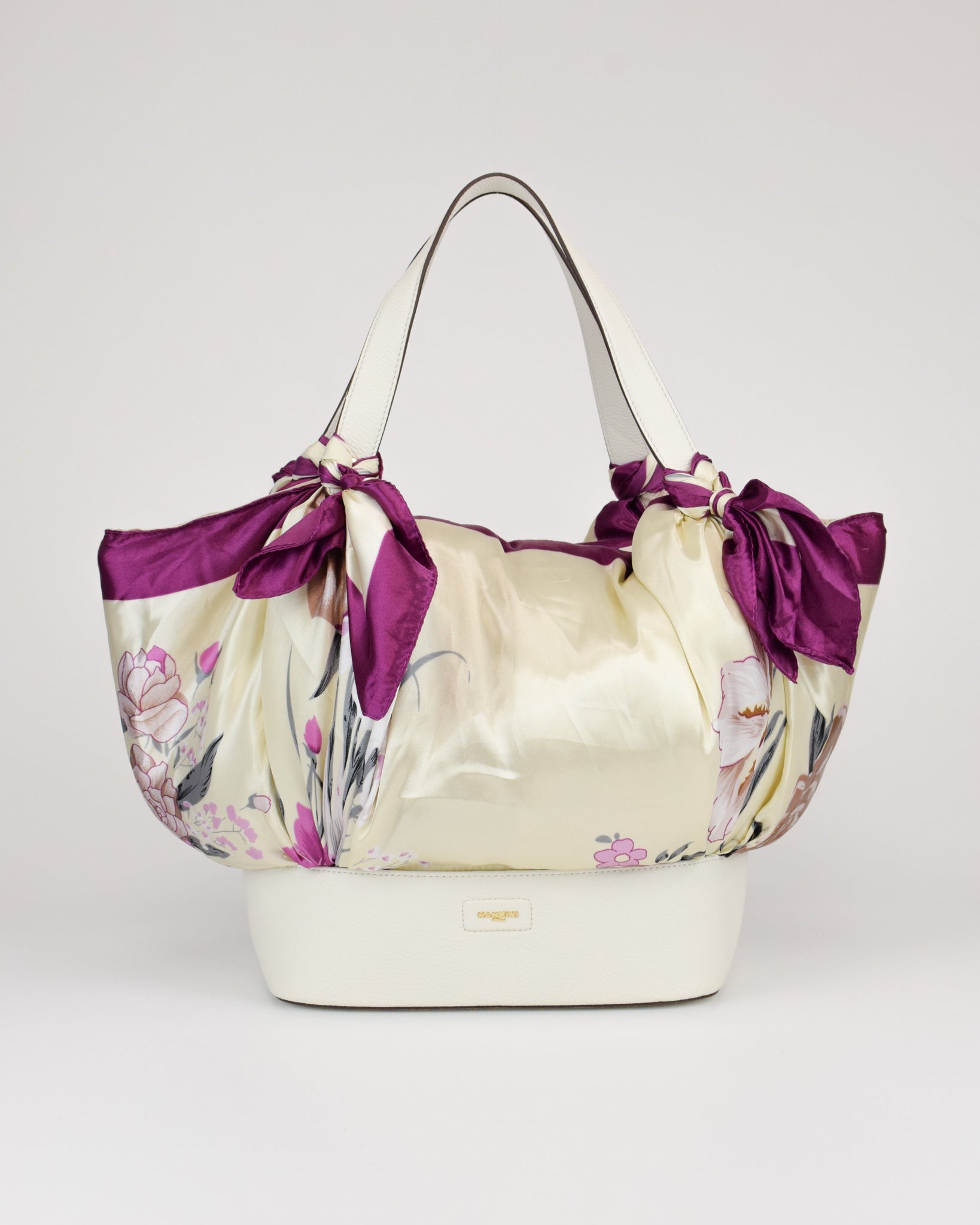 Borsa a mano in pelle e tessuto Betty