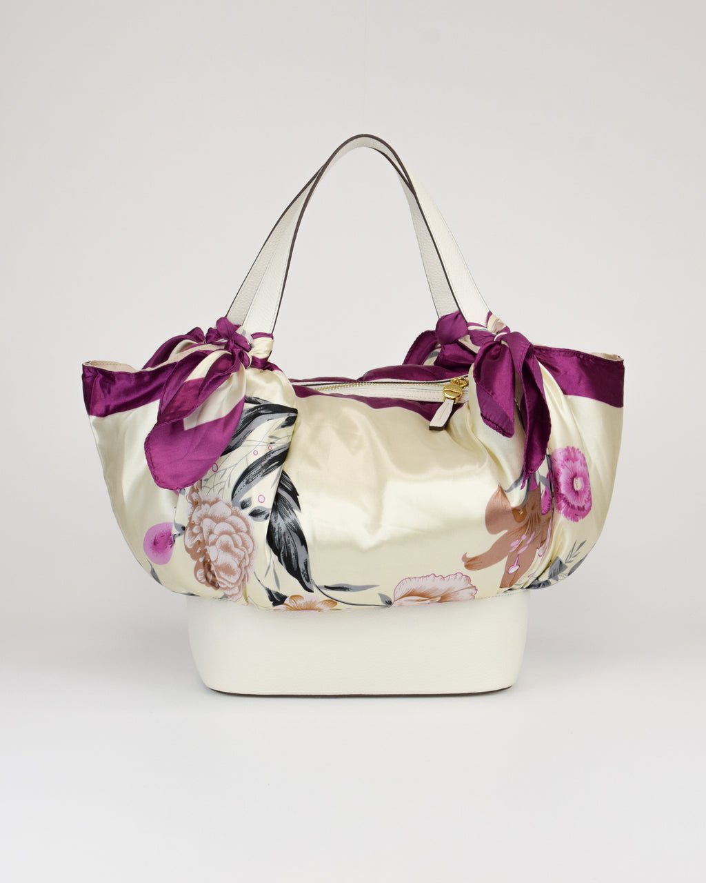 Borsa a mano in pelle e tessuto Betty