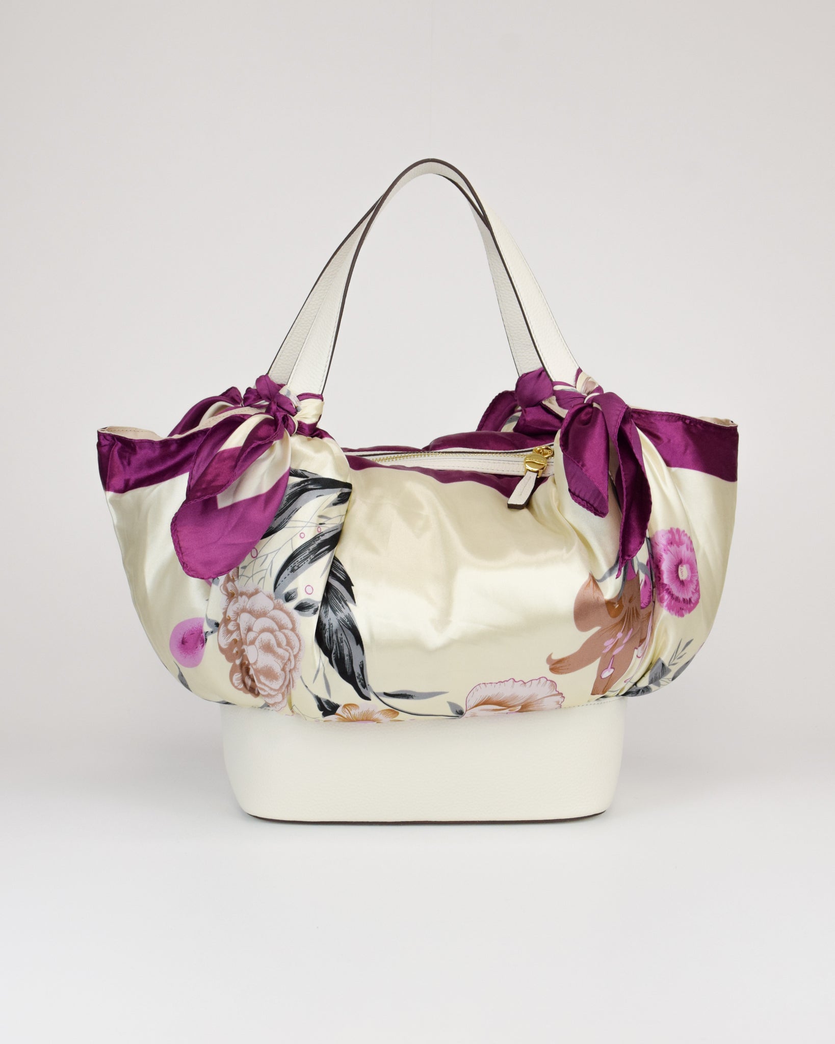Borsa a mano in pelle e tessuto Betty