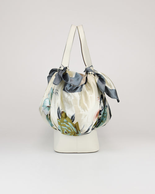 Borsa a mano in pelle e tessuto Betty