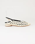 Slingback in nappa traforata con borchie e laccino