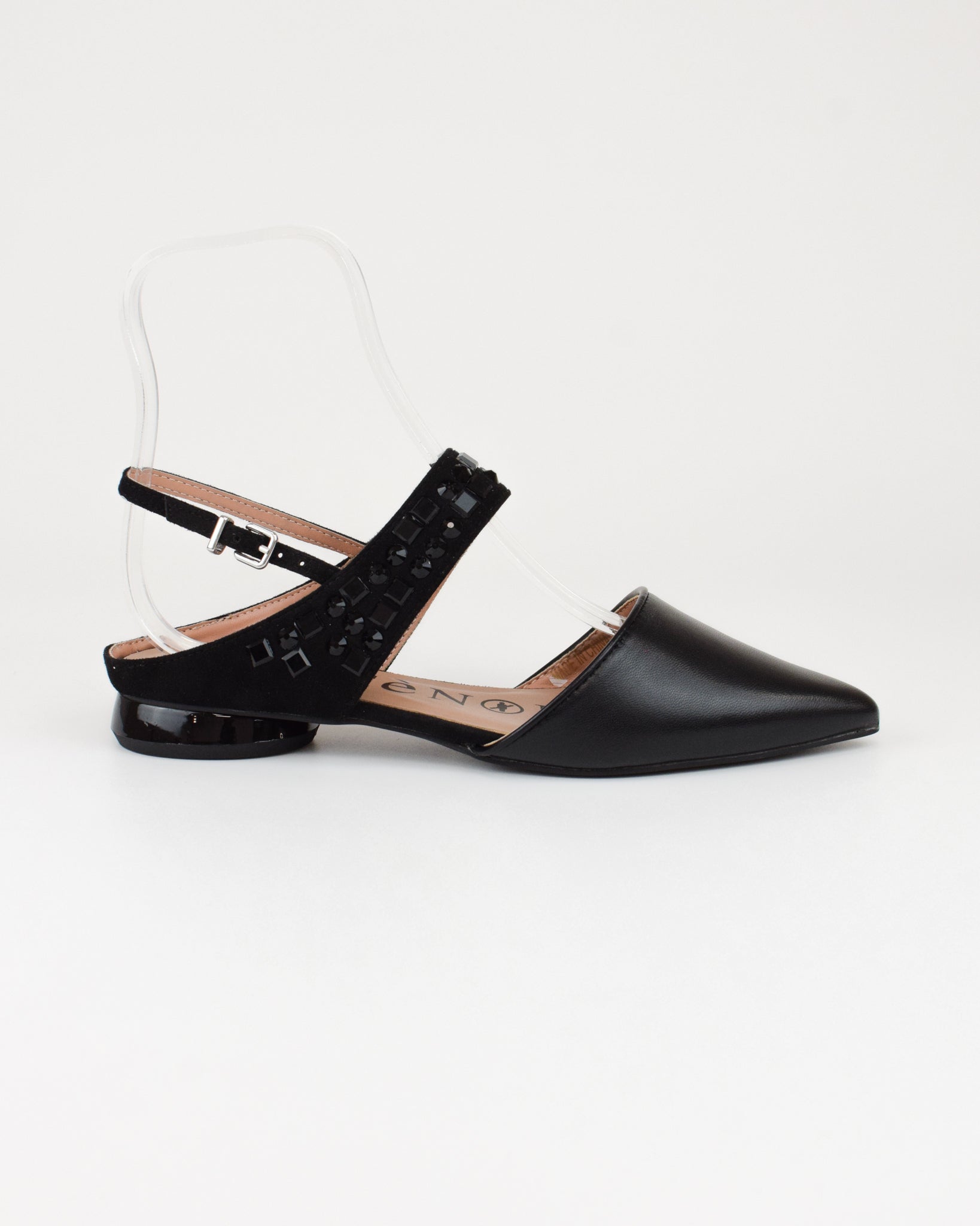 Slingback in nappa e microfibra con multistrass