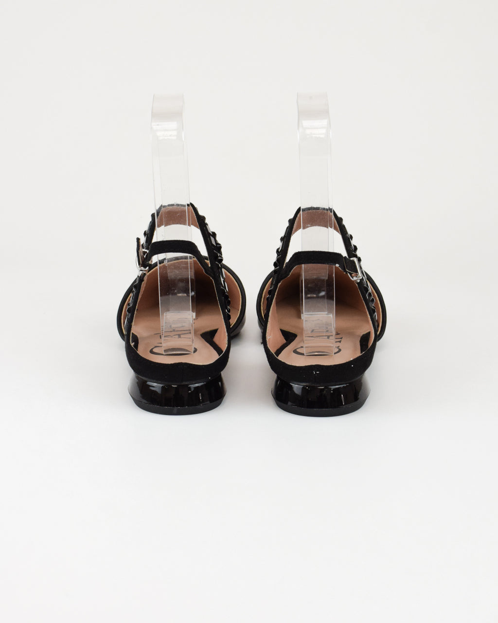 Slingback in nappa e microfibra con multistrass