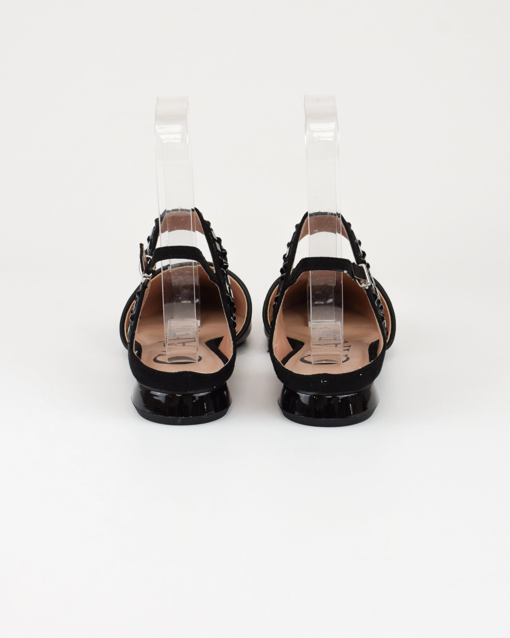 Slingback in nappa e microfibra con multistrass
