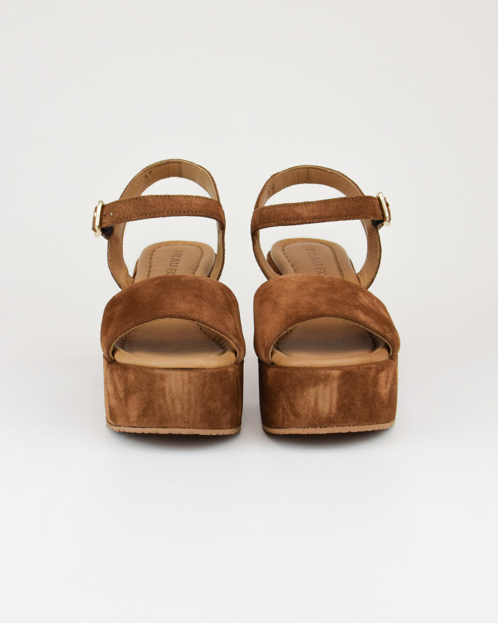 Sandalo con zeppa in pelle scamosciata