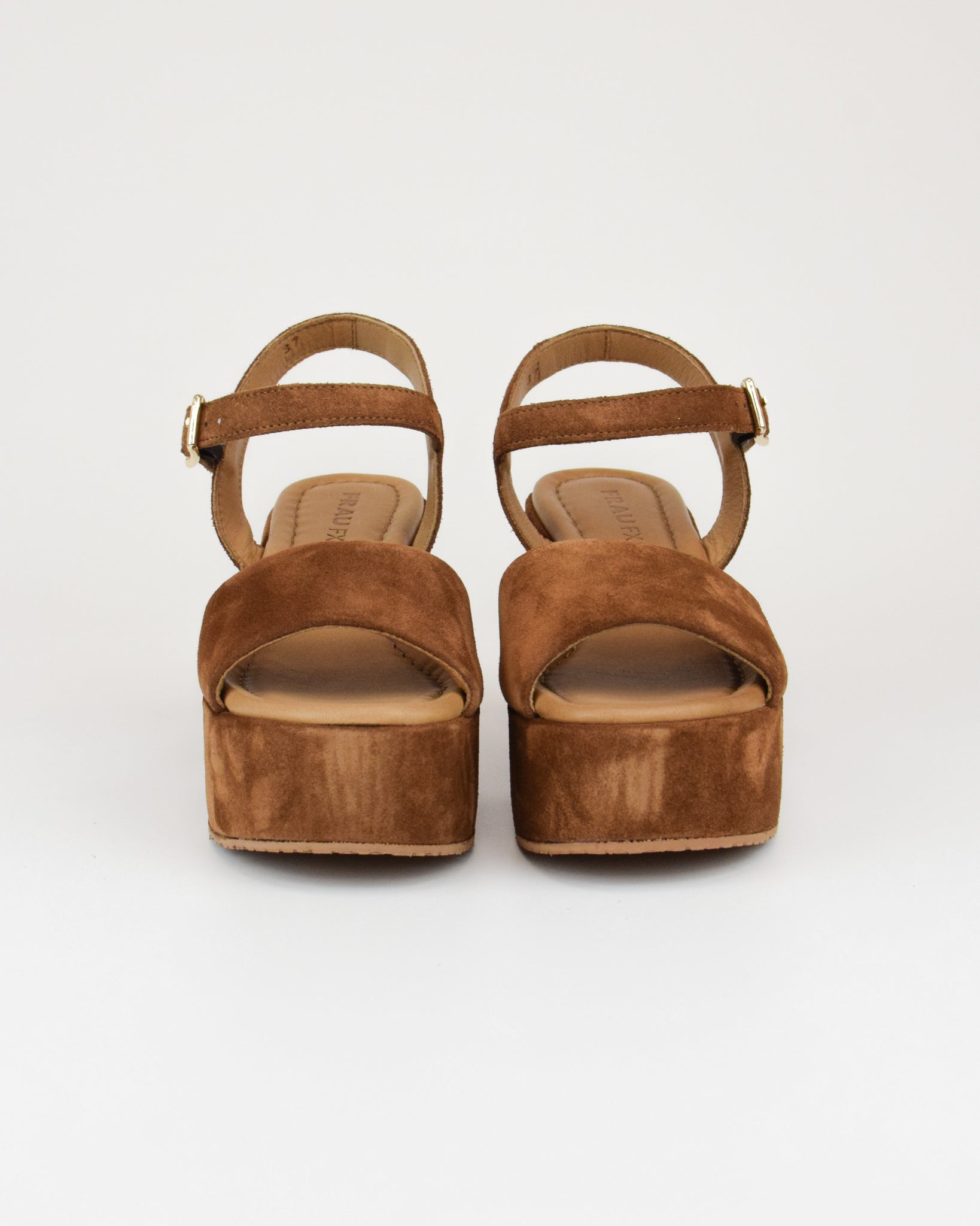 Sandalo con zeppa in pelle scamosciata