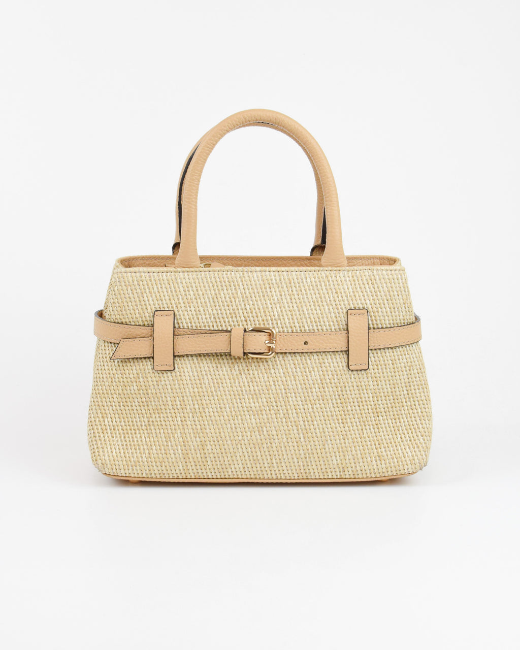Borsa a mano in paglia e pelle