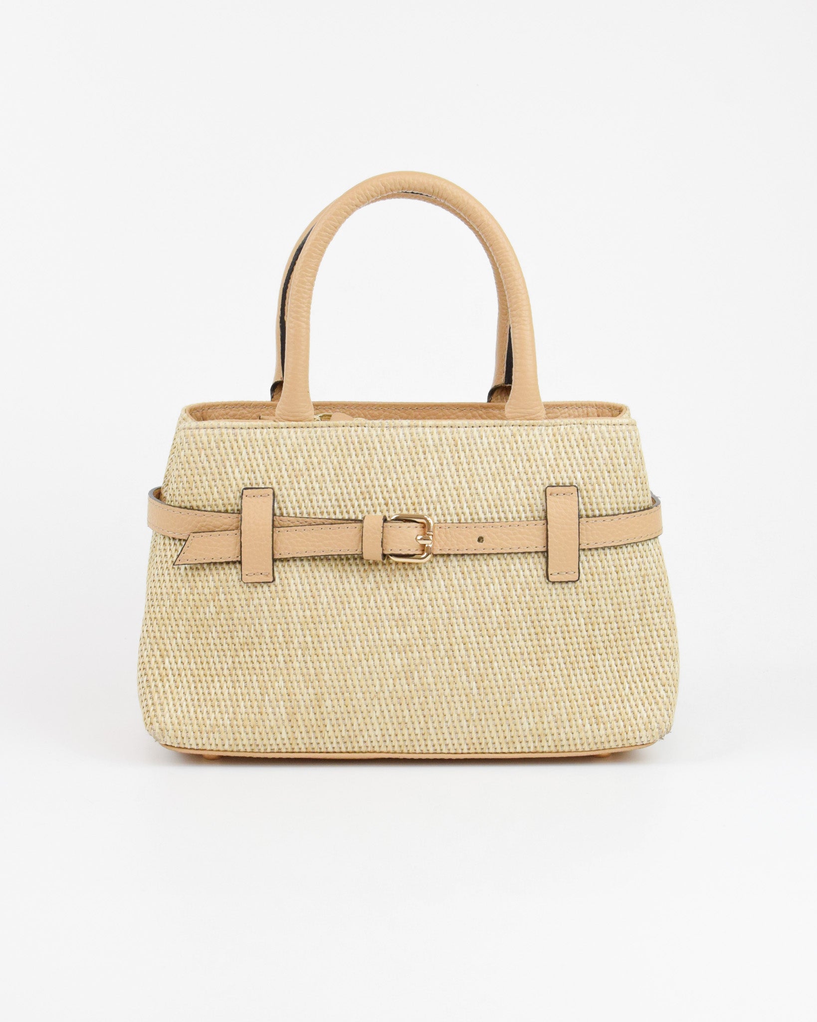 Borsa a mano in paglia e pelle