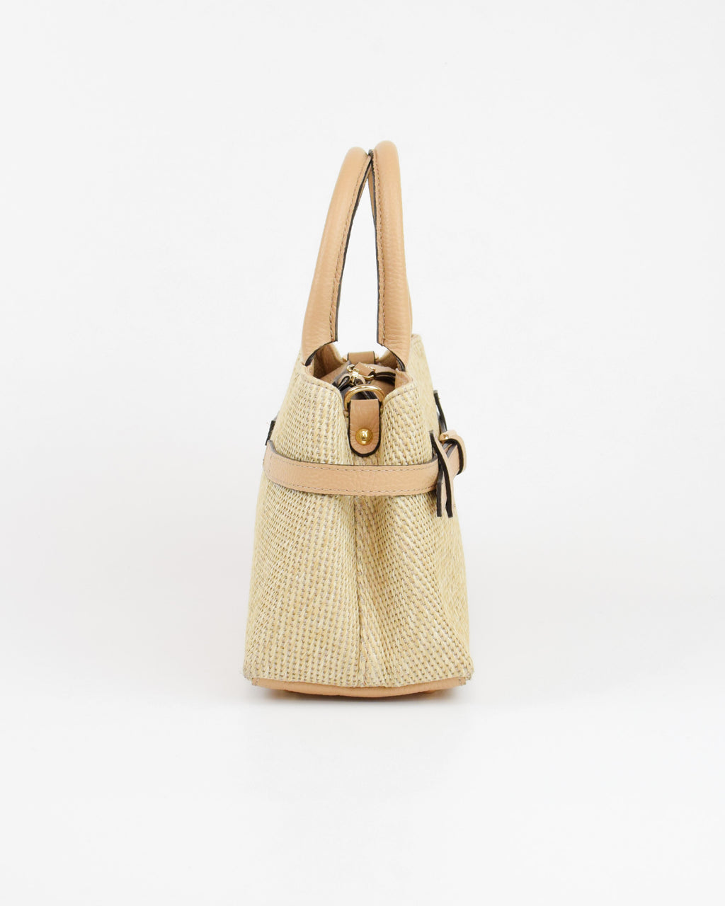 Borsa a mano in paglia e pelle
