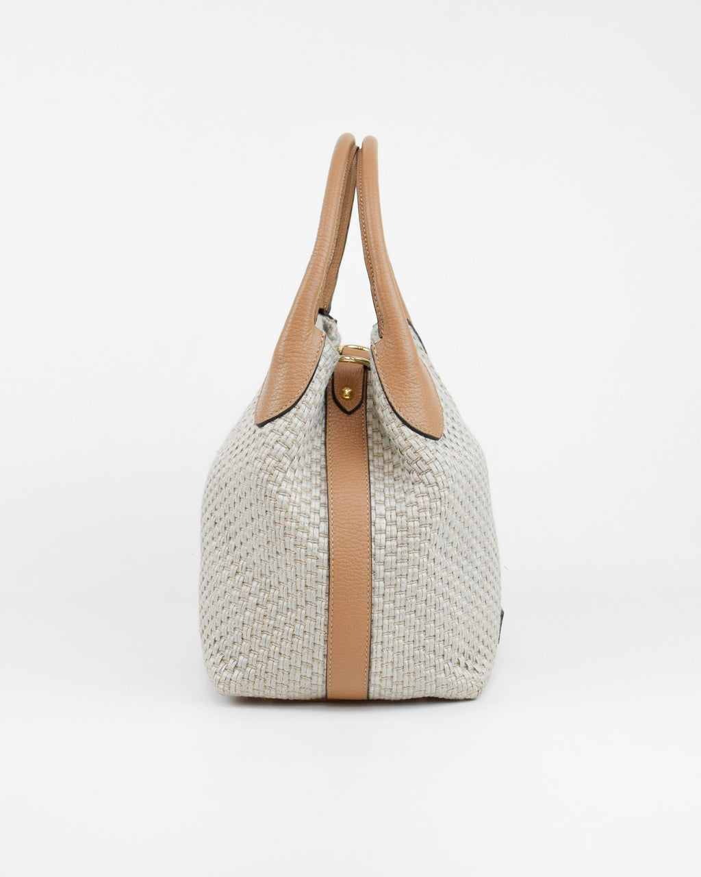Borsa a mano in rafia e pelle