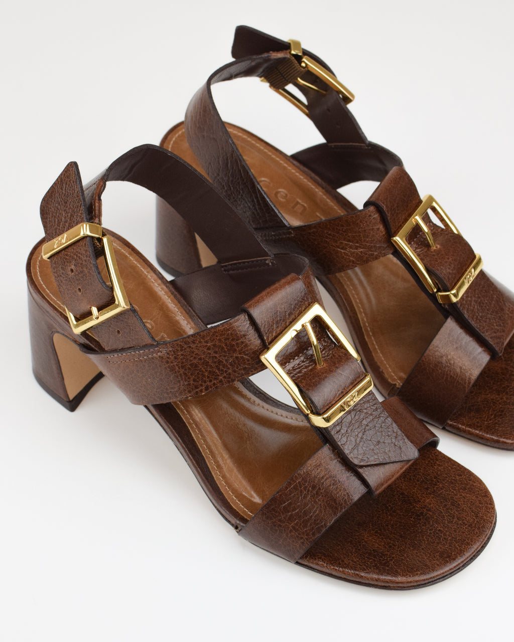 Sandalo in pelle vintage con fibbia