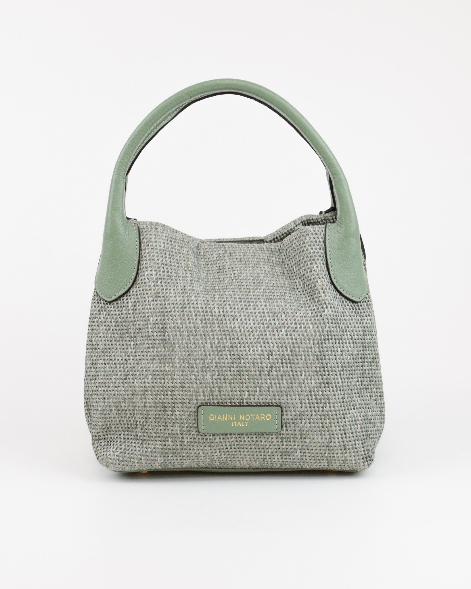 Borsa a mano in paglia e pelle