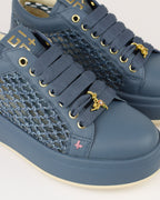 Sneaker in pelle e rafia