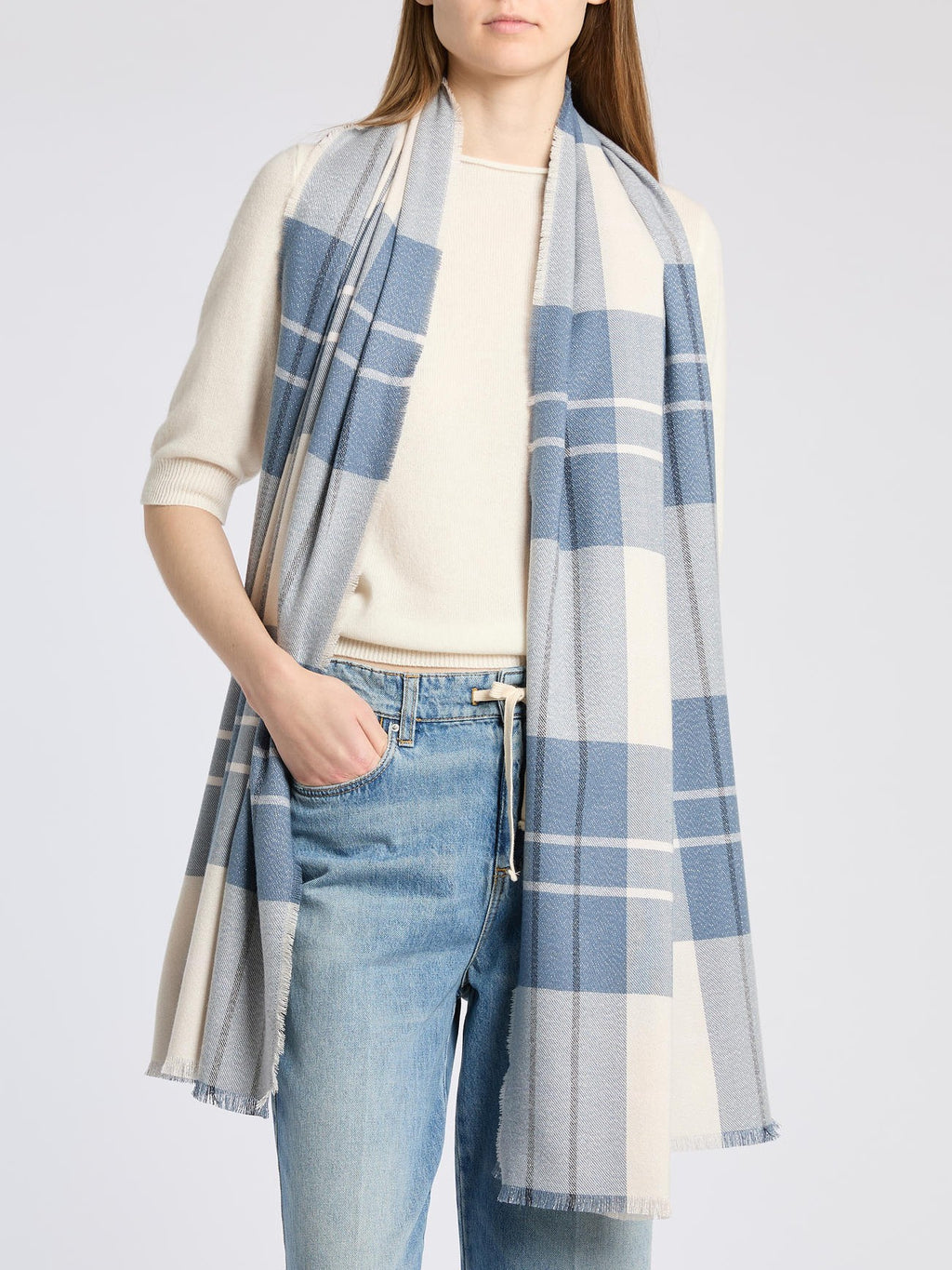 Stola tartan con lurex Mlaalca
