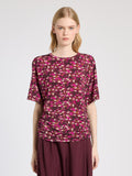 T-shirt in jersey stampato con drappeggio Mllabito