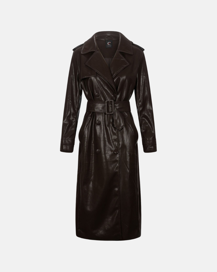 Trench lungo in similpelle