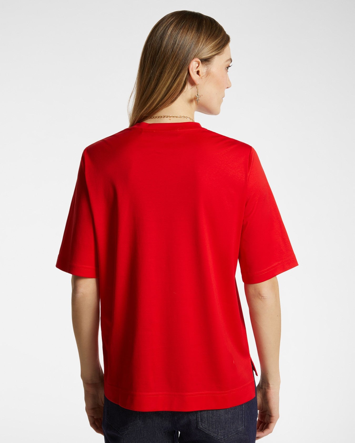 T-shirt con piccola libellula in strass