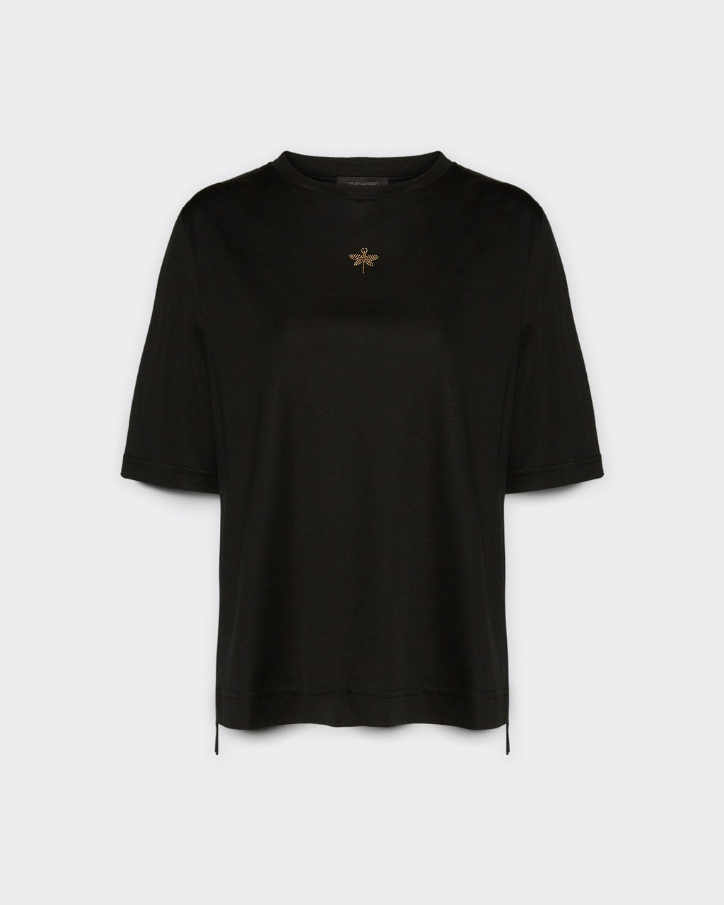 T-shirt con piccola libellula in strass