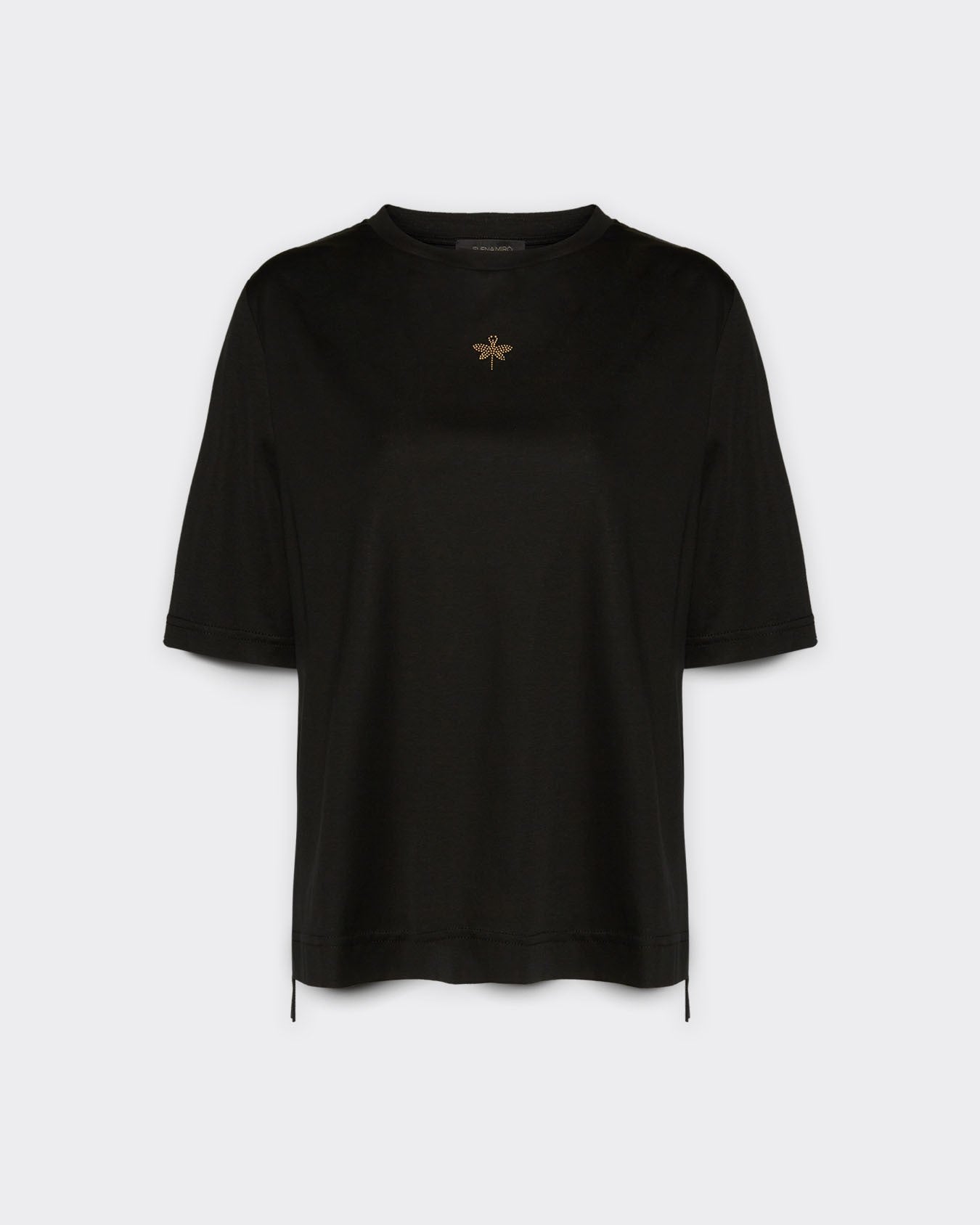T-shirt con piccola libellula in strass