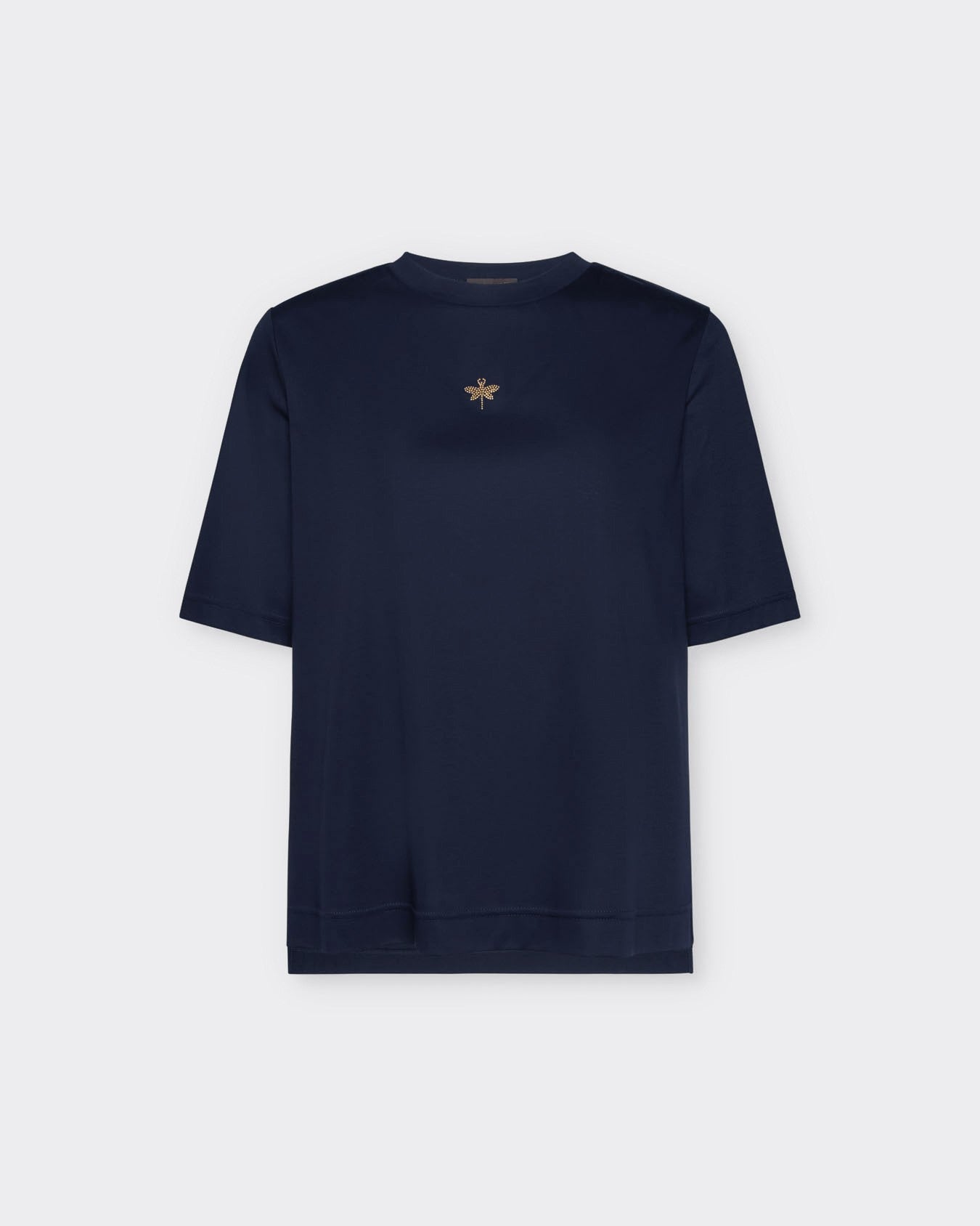 T-shirt con piccola libellula in strass