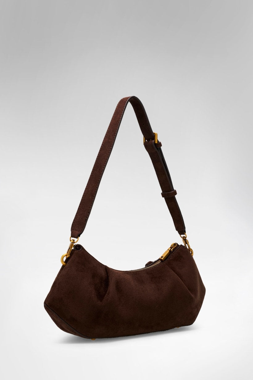 Borsa a spalla in camoscio Allegra
