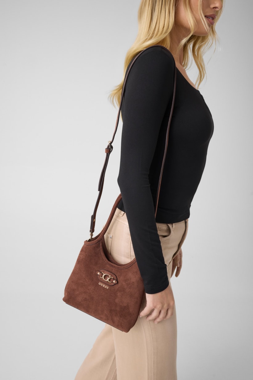 Borsa a mano in camoscio Samantha