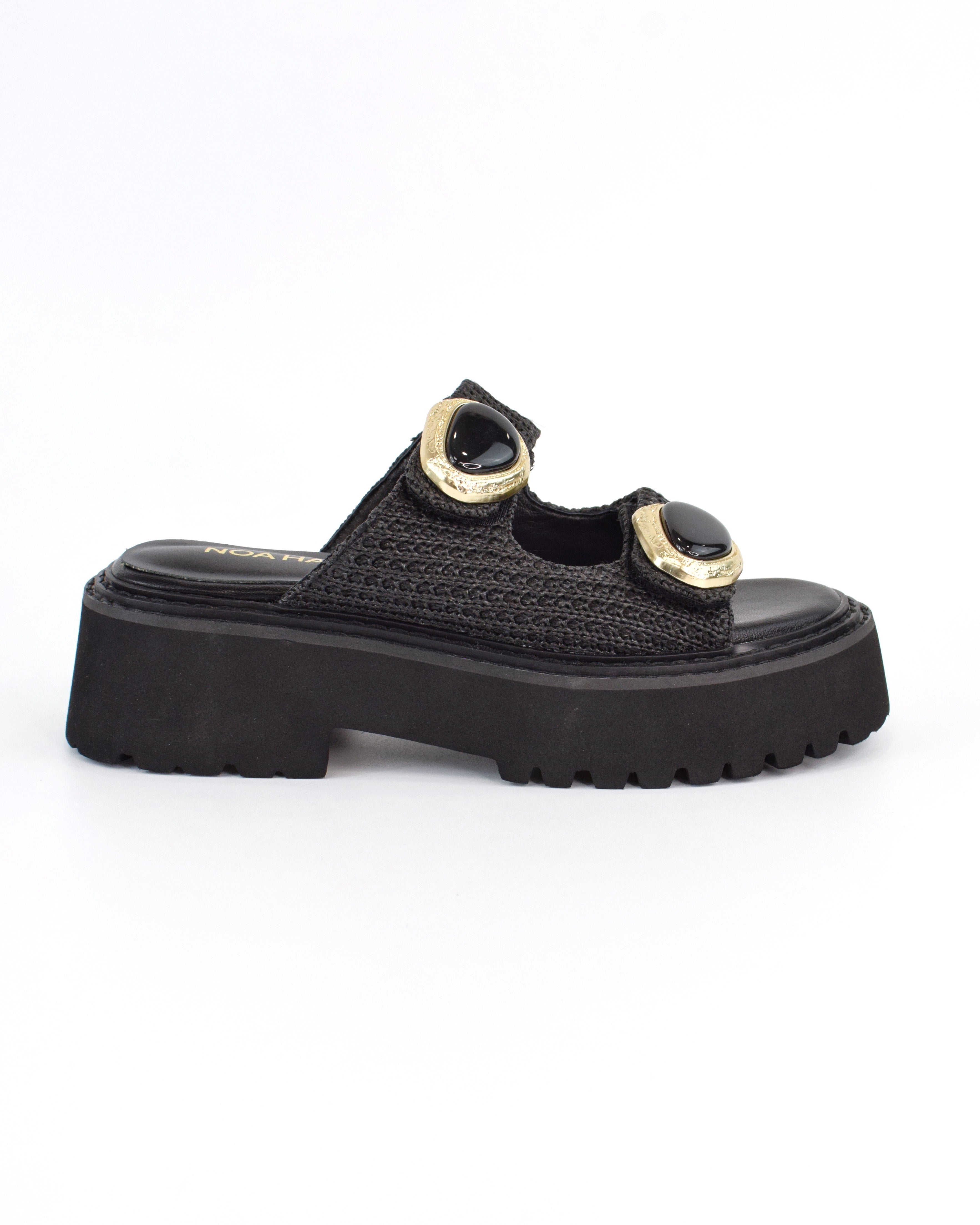Sandalo flat con doppia fibbia gioiello