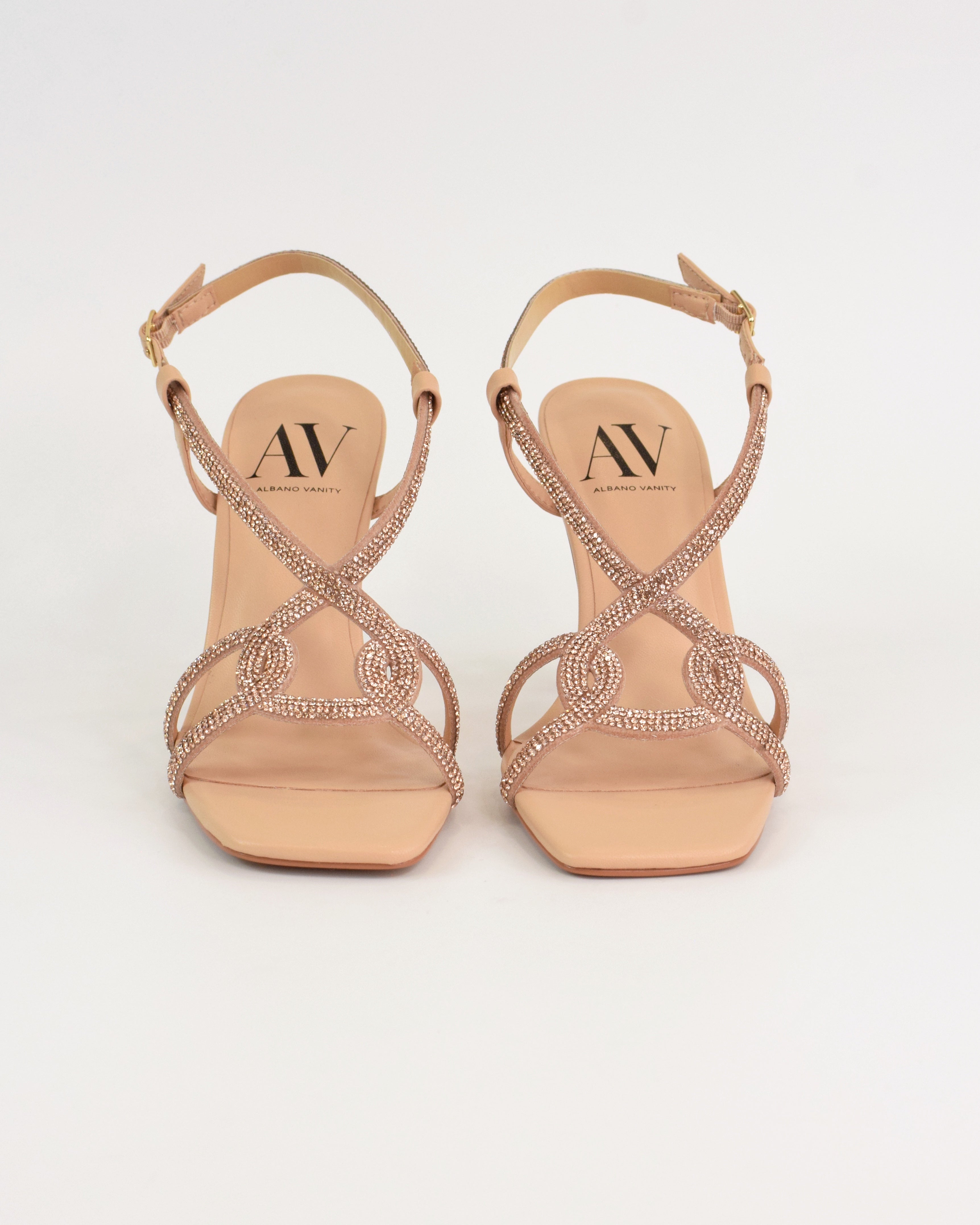 Sandalo gioiello con intreccio strass