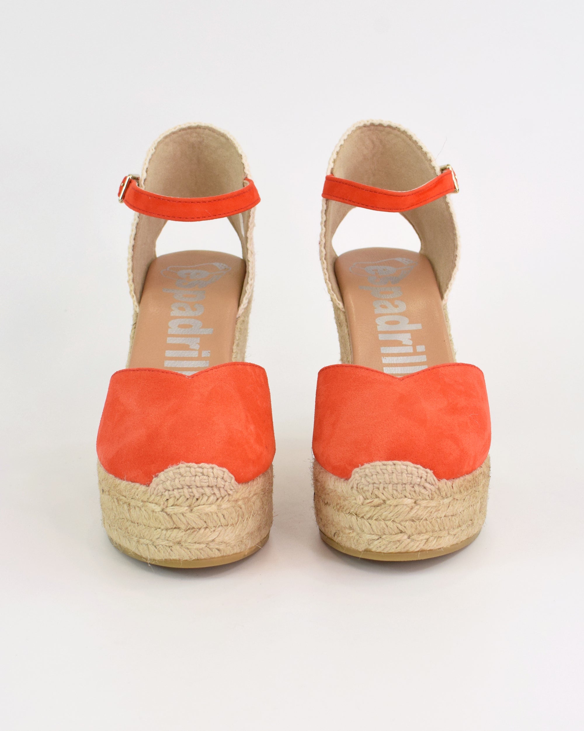 Espadrilles in camoscio con zeppa e tallone intrecciato
