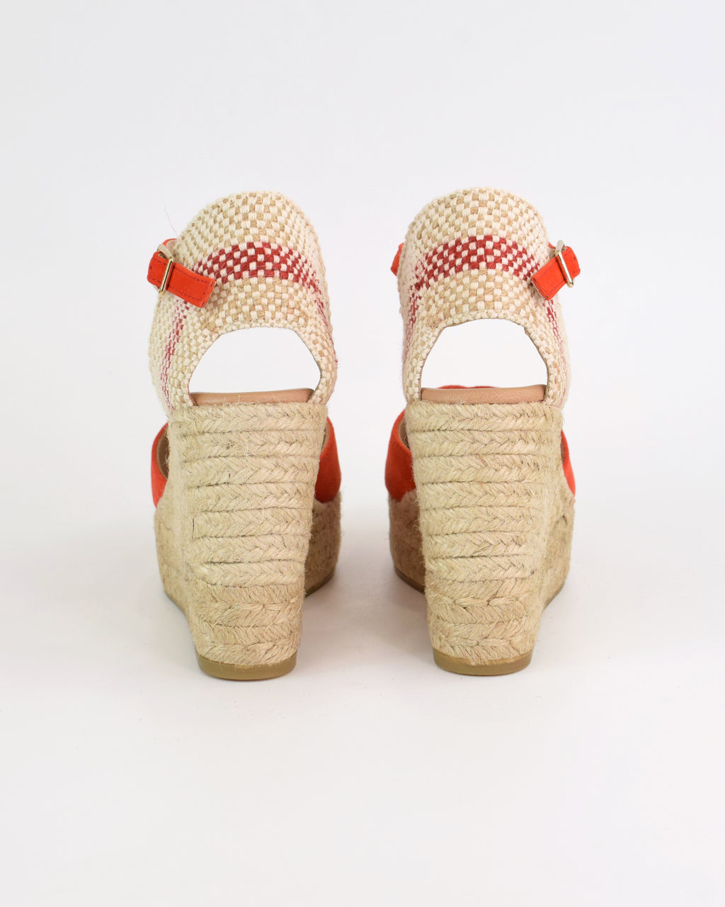 Espadrilles in camoscio con zeppa e tallone intrecciato