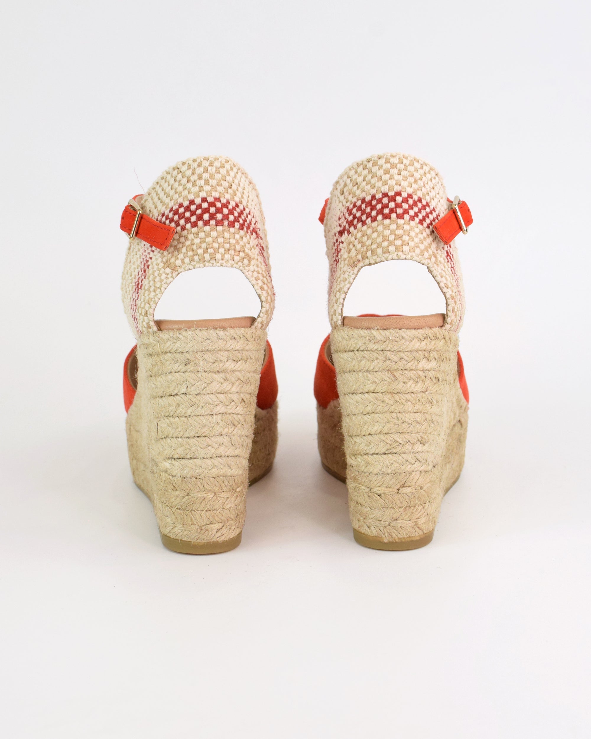 Espadrilles in camoscio con zeppa e tallone intrecciato