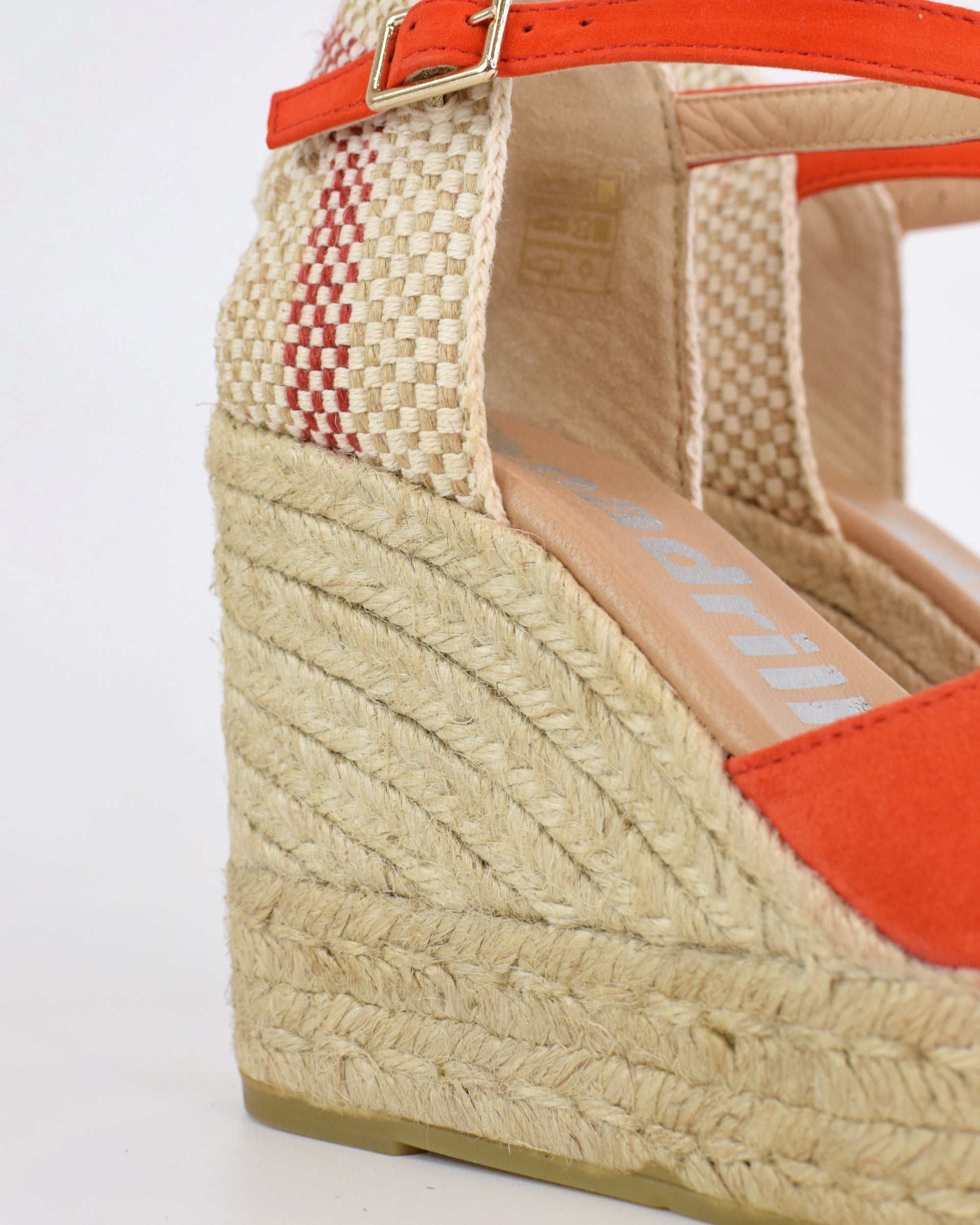 Espadrilles in camoscio con zeppa e tallone intrecciato