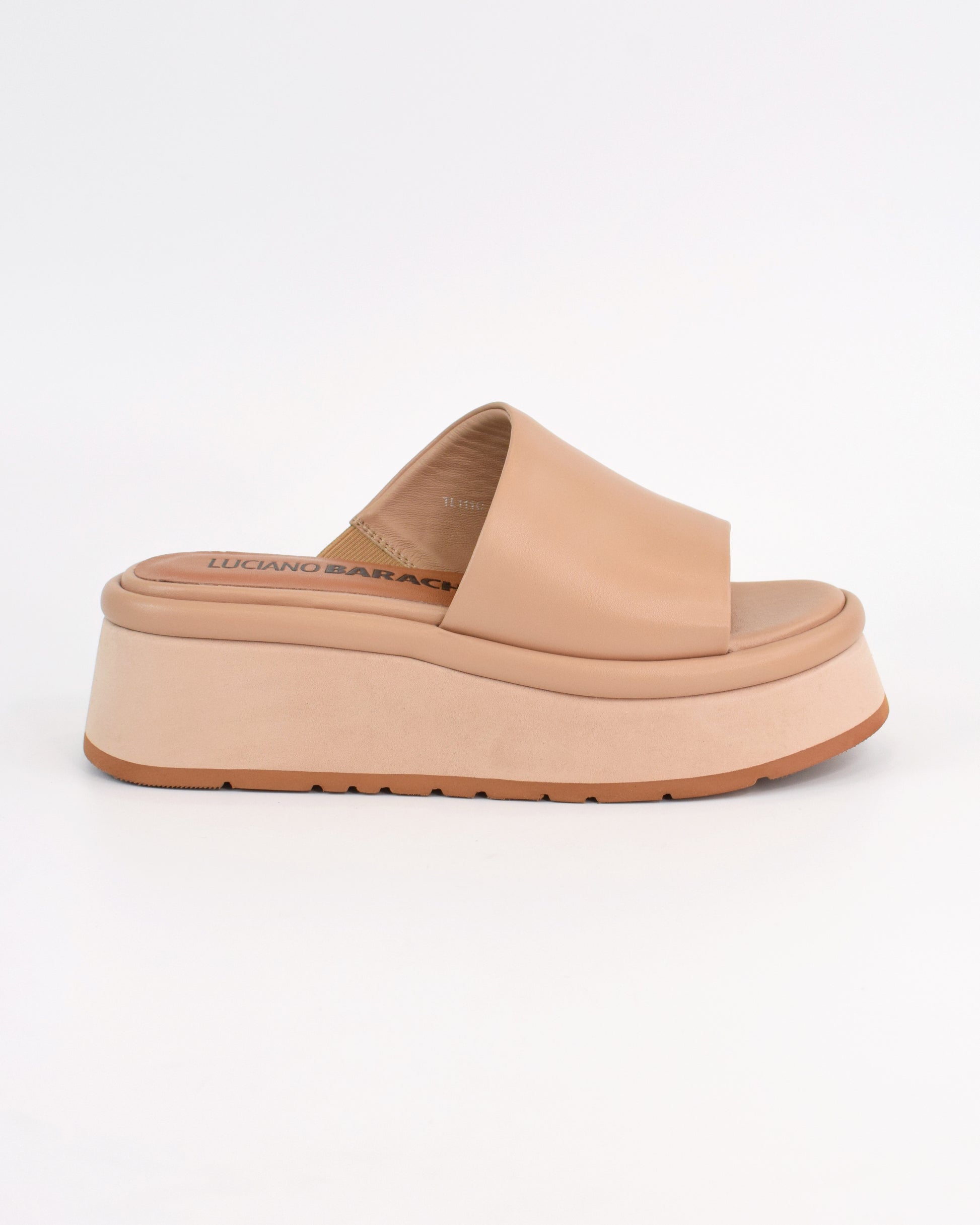 Ciabatta platform in pelle con suola bicolore