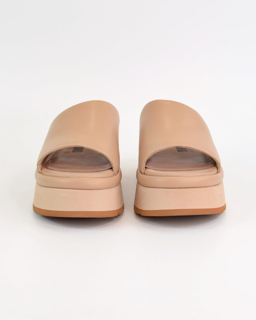 Ciabatta platform in pelle con suola bicolore