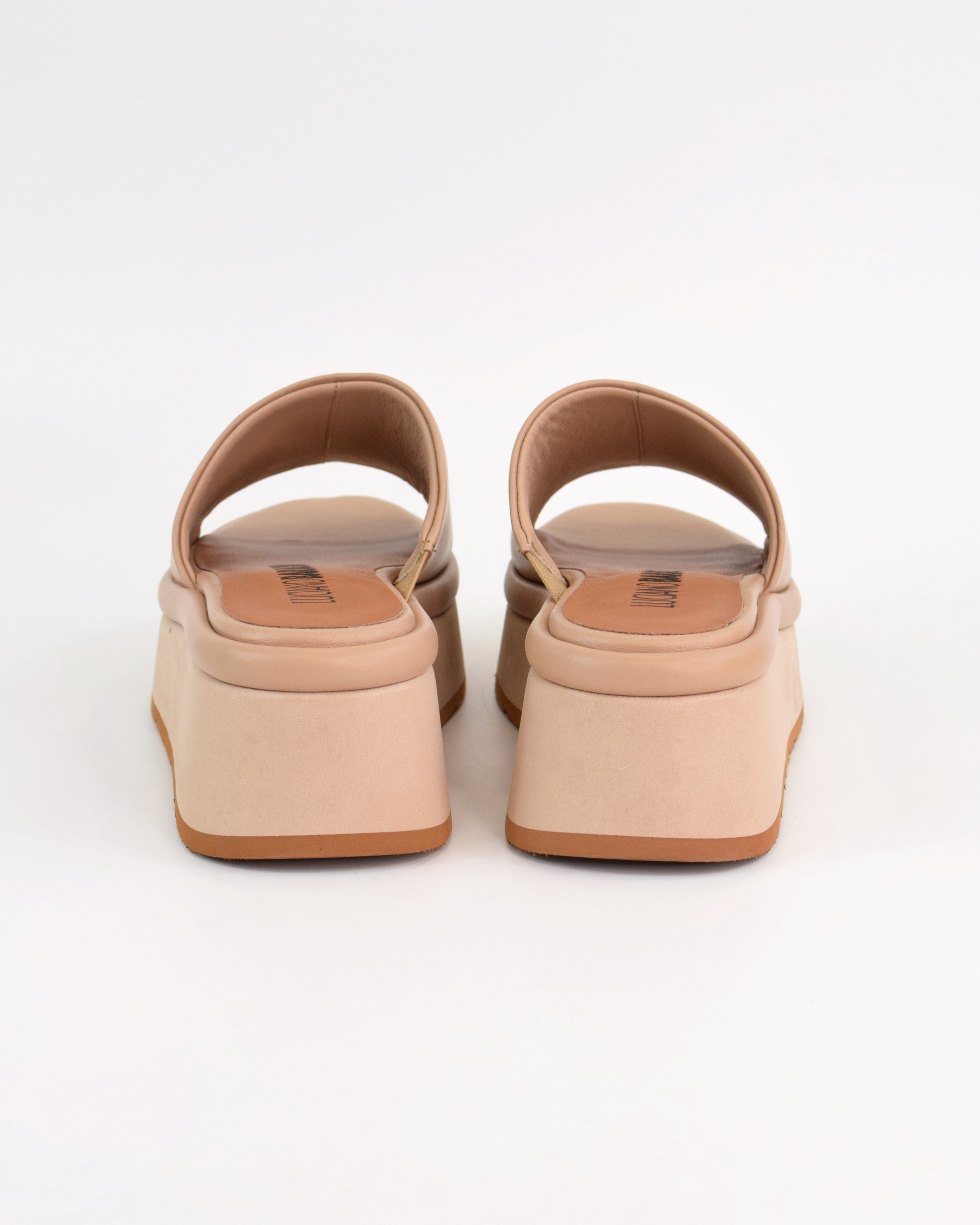 Ciabatta platform in pelle con suola bicolore