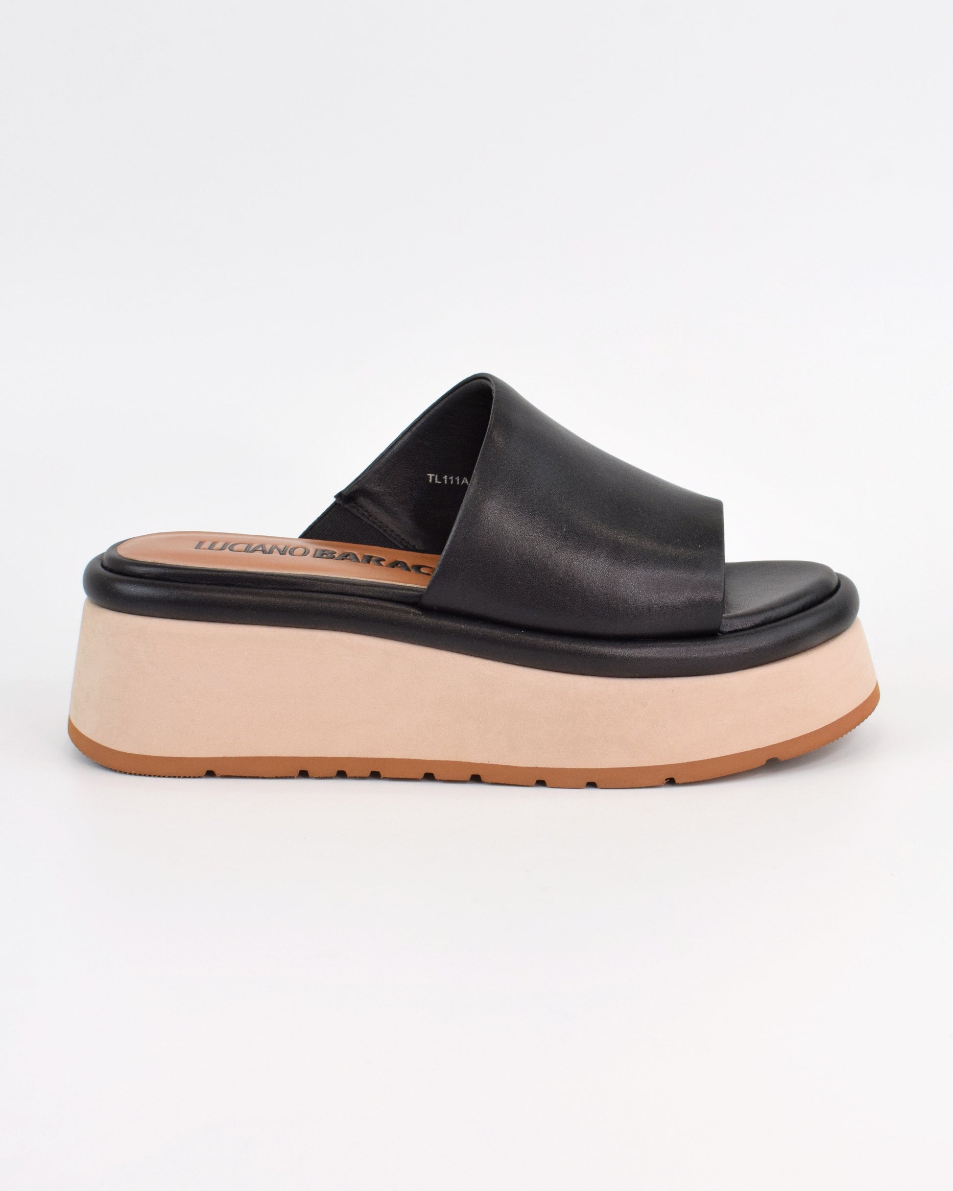 Ciabatta platform in pelle con suola bicolore