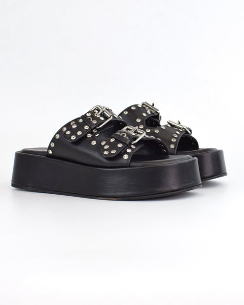 Ciabatta platform con fibbie gioiello