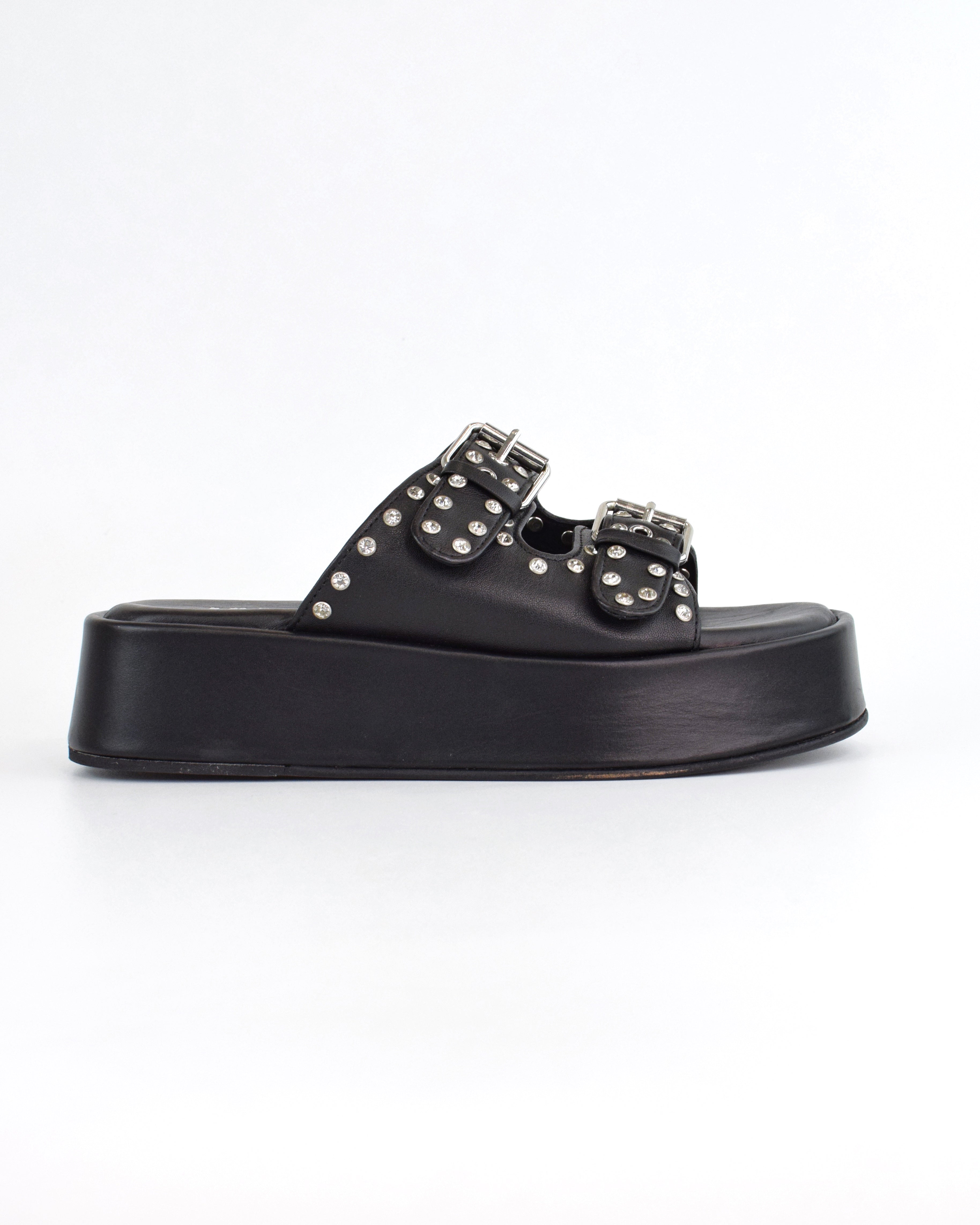 Ciabatta platform con fibbie gioiello