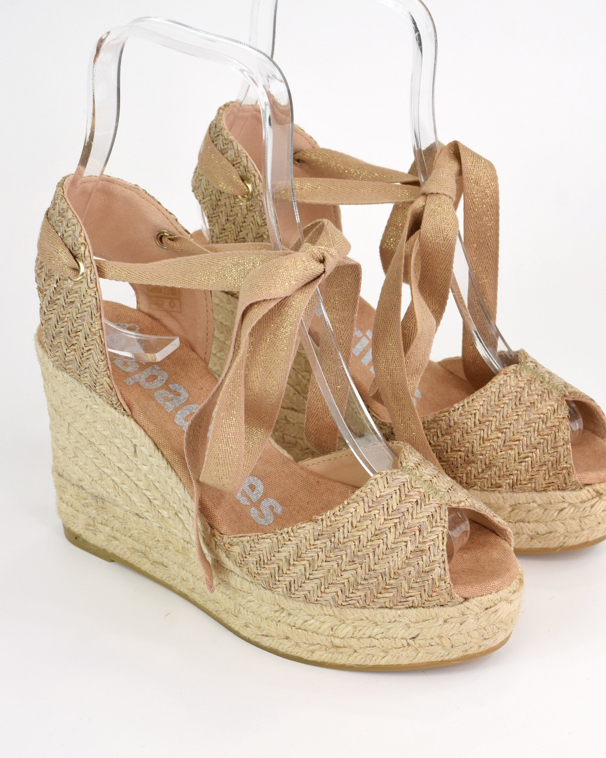 Espadrilles open toe con zeppa