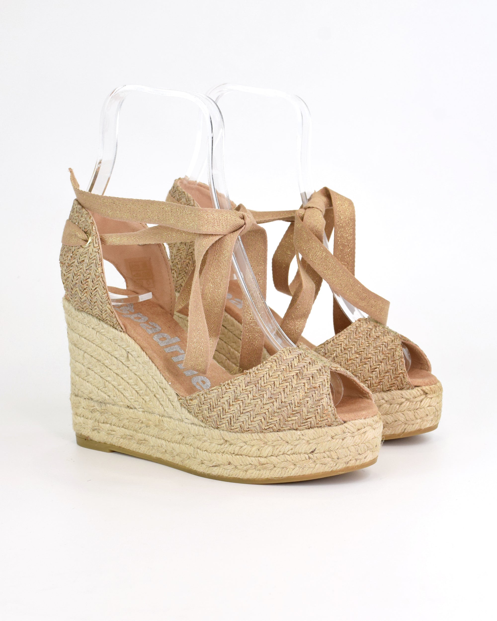 Espadrilles open toe con zeppa
