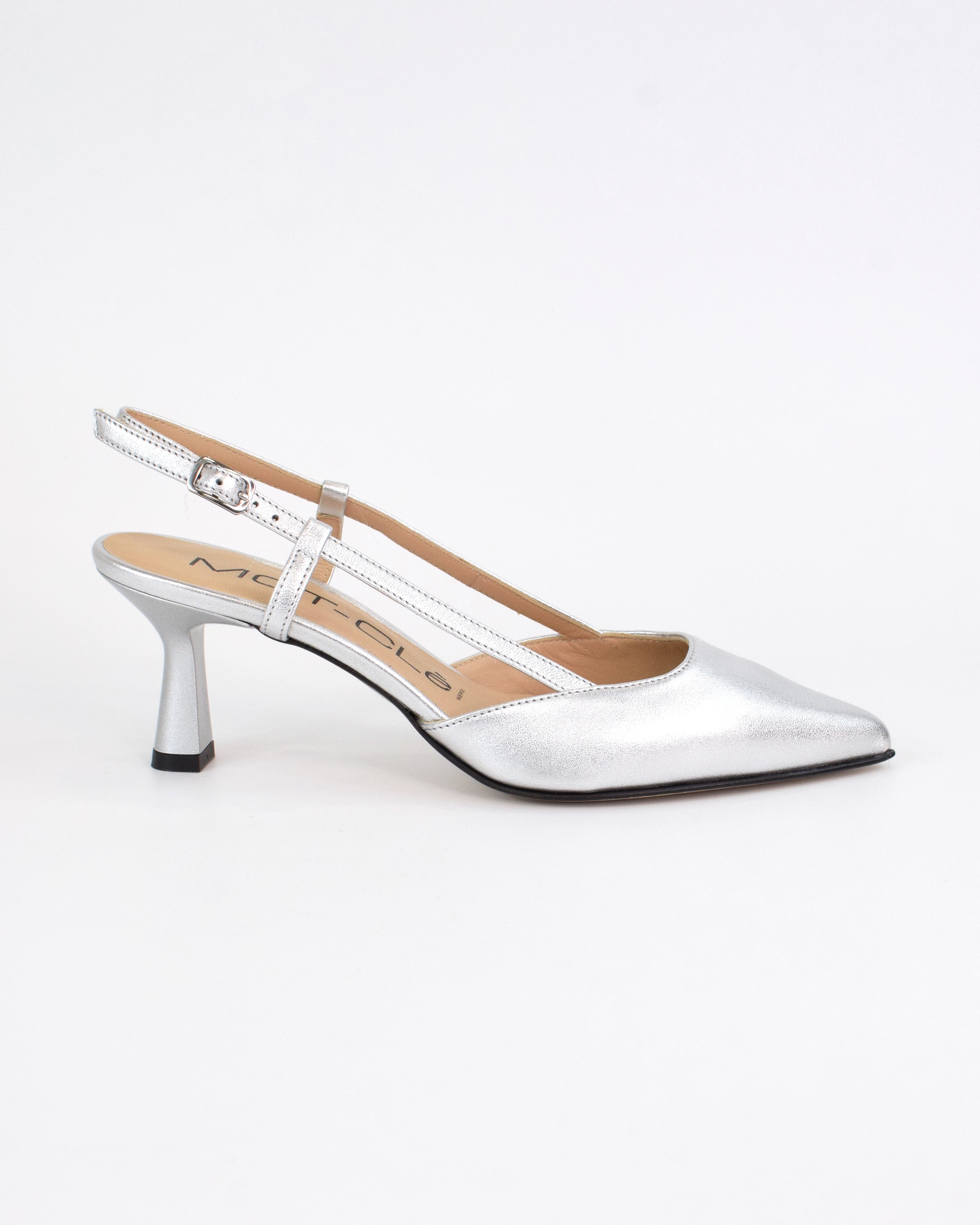 Slingback in pelle laminata